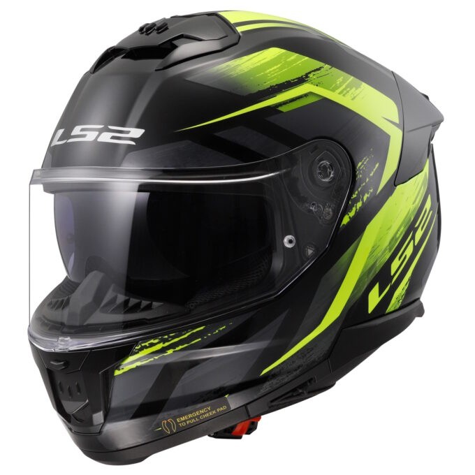 LS2 FF808 Stream II Fury Black H-V Yellow XS (53-54)